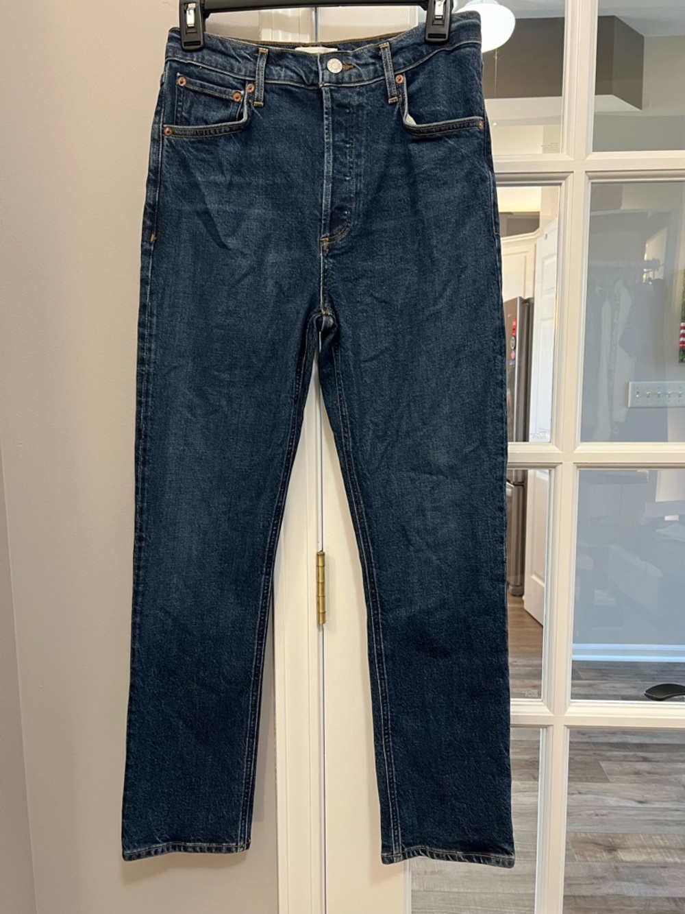 Agolde Straight Leg Jeans in Deep Blue Wash size 27 EUC - Picture 3 of 13